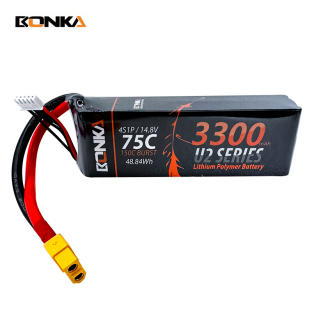 BONKA 3300mAh 75C 4S LiPo Battery for RC Helicopter